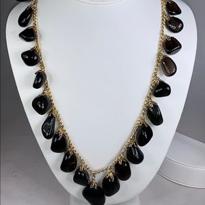 Vintage Apache Tear Obsidian 12k GF necklace